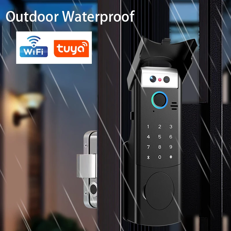 Intercom Face Recognition Tuya Wifi Fingerprint Code RFID Card Smart Lock with D