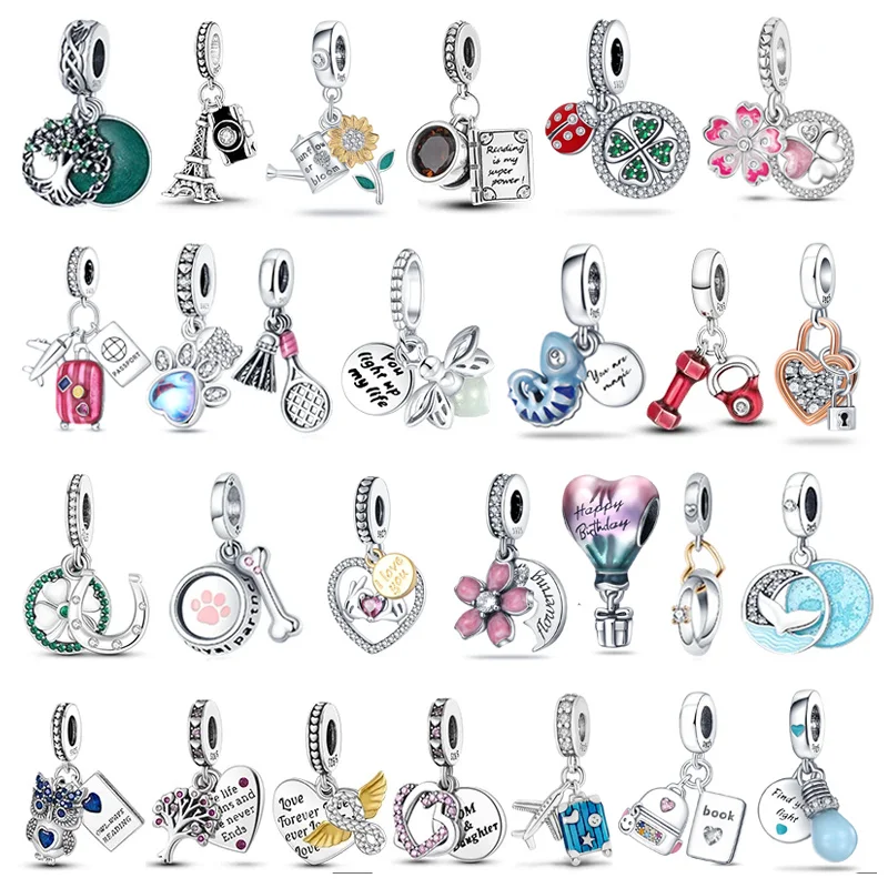 

plata charms of ley 925 Silver Charms Multicolor Enamel Beads Pendant Fit for 925 Original pandora Bracelet Making DIY Jewelry