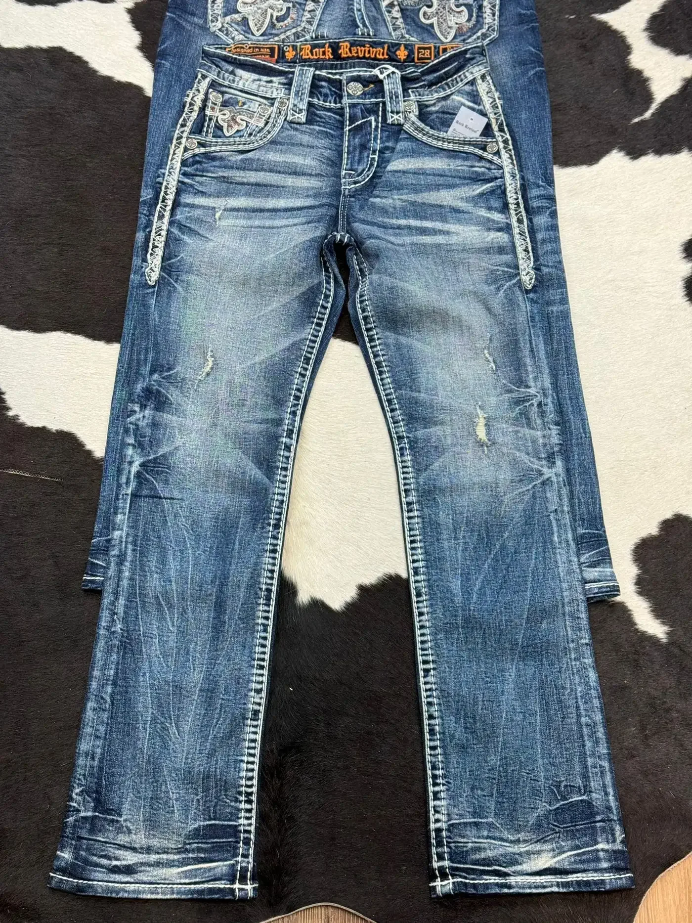 Y2K New Gothic Blue Denim Embroidery Harajuku Wide Pants Revival Mens Jeans Foliage Bootcut Women Pocket Hip Hop Streetwear 6