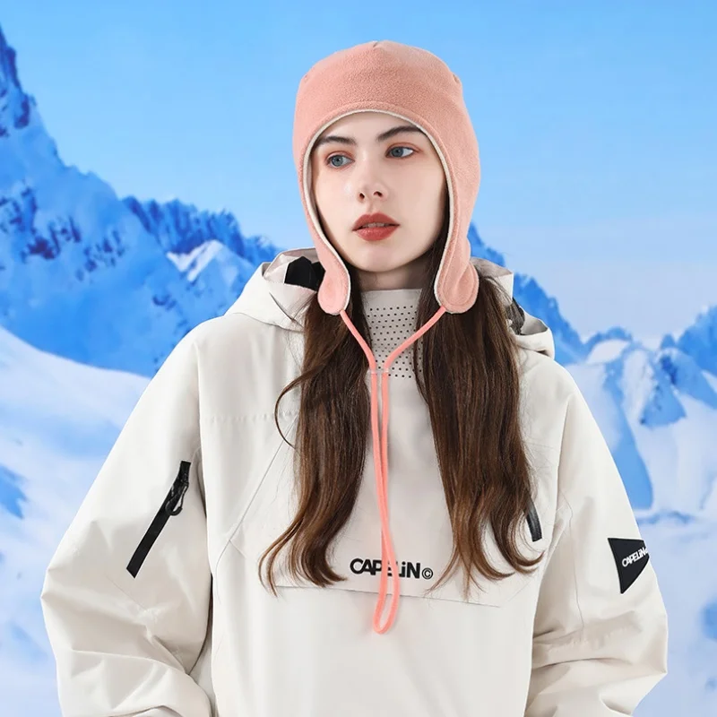 Outdoor Cycling Hat for Men and Women, Windproof Ear Protection Sports Hat, Winter Sports Skiing Double-Layer Hat, Warm Cycling Windproof Fleece Hat