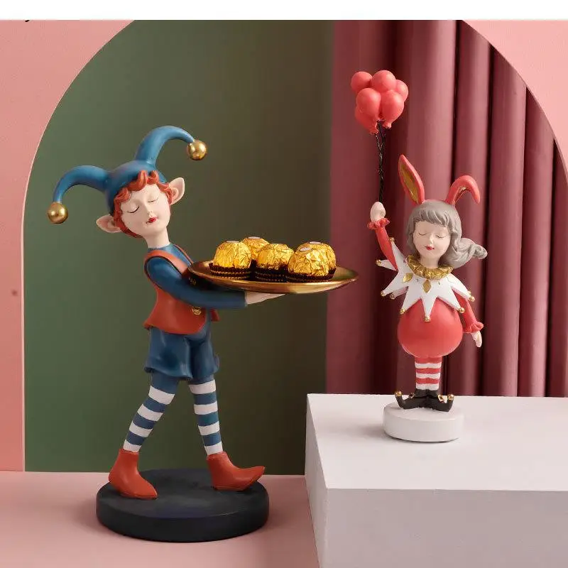 

Nordic Light Luxury Girl Fruit Plate Living Room Storage Tray Decoration Resin Cartoon Character Statue Crafts Holiday Gift