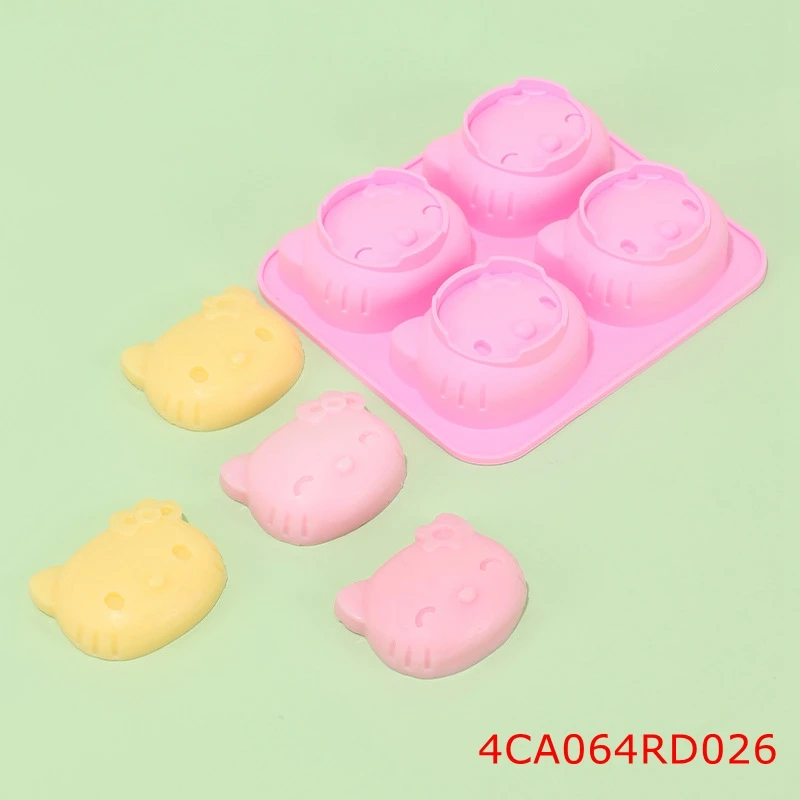 

20PCS/LOT ReadStar 4CA064RD026 Hello KT Cat Cake Silicone Mold 4 Cavities Baking Mould DIY Soap Mold