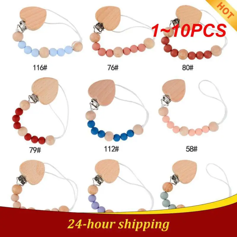 

1~10PCS Baby Pacifier Clips Chains Five-pointed Star Beech Wood Dummy Soother Holder Chains Anti-drop Child Pacifier Clips Baby