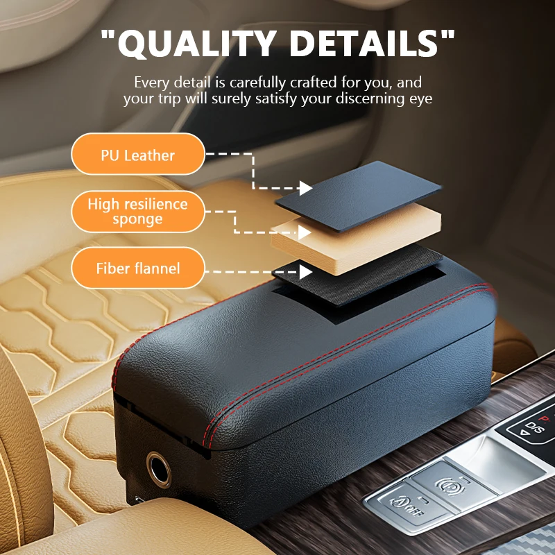 Adjustable Car Armrest Storage Box with Hidden Cup Holder
