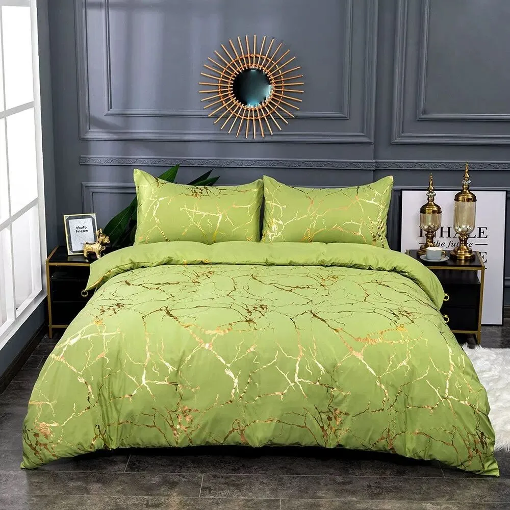 

Luxury Bronzing Bedding Set 3D Print European Style For Bedroom Duvet Cover 200x200cm Bedspread On The Bed Pillowcase Home Decor