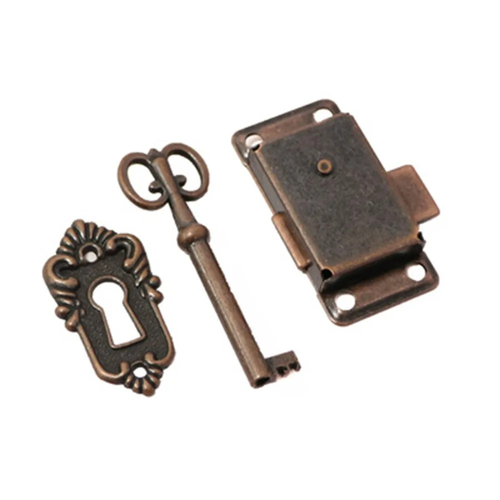 1Pc antique door lock wardrobe cabinet door lock set key drawer jewelry box locks furniture hardware household DIY decoration door lock