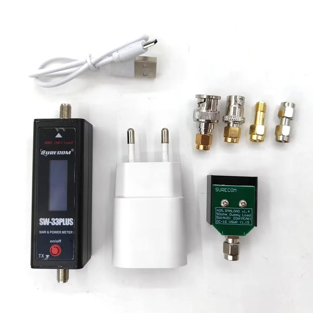 SW-33Plus 100W Mini Power & SWR Meter VHF UHF 125-525MHz With Adapter for Walkie