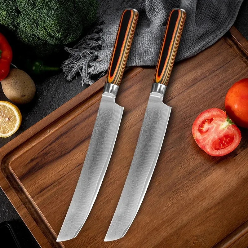 Professional Kitchen Knives Chef Cleaver Meat Wood Handle Japanese Damascus Steel Knife Slicing Fruit Fish Butcher Boning Knife 3
