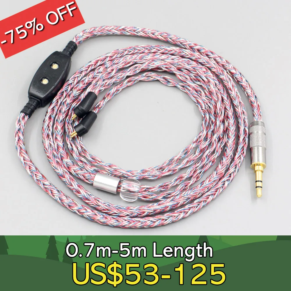 

16 Core Silver OCC OFC Mixed Braided Cable For Etymotic ER4B ER4PT ER4S ER6I ER4 2pin Earphone 0-100ohm Adjustable LN007567