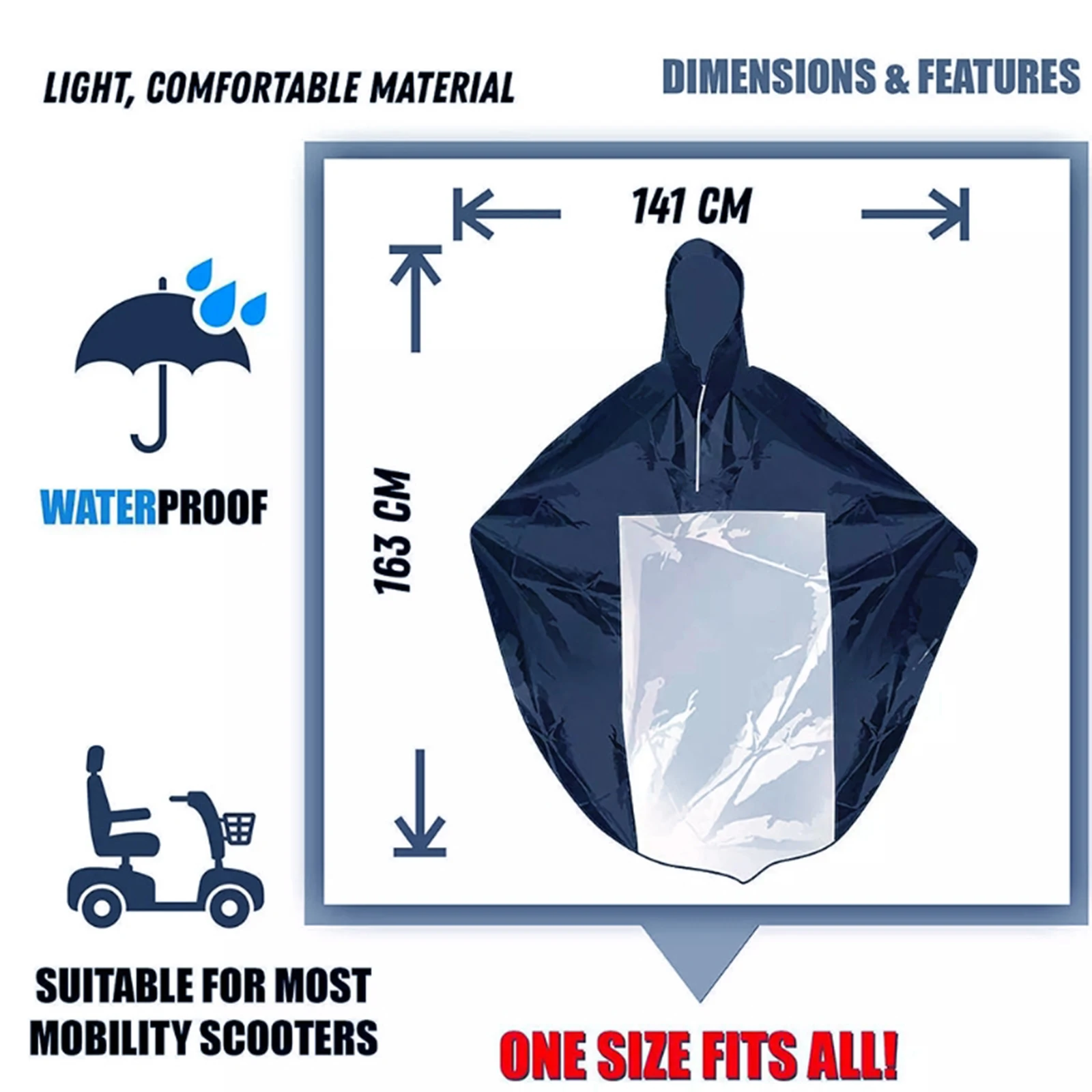 capa de chuva para scooter de mobilidade grande bicicleta elétrica ciclismo ebike cape poncho