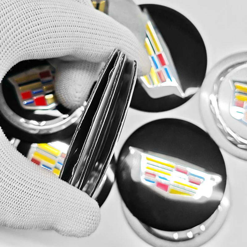 4개 3D 56mm 60mm 65mm 자동차 휠 허브 센터 캡 캐딜락 배지 엠블럼 허브 센터 커버 자동차 로고 스티커 스타일링 액세서리