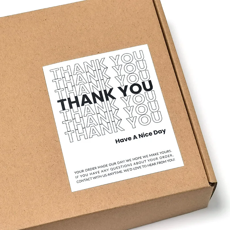 50 Stück rechteckige Dankesaufkleber für kleine Unternehmen, weiße Klebeetiketten, Boutique-Box-Verpackungsaufkleber für den Versand von Geschenkverpackungen – Detail 6