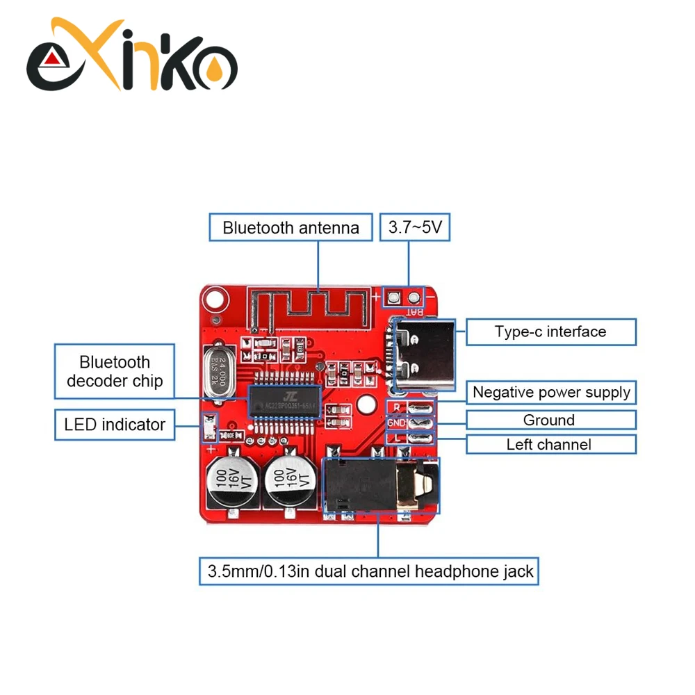 1-10PCS Bluetooth Audio Receiver Board Bluetooth 5.1 MP3 Lossless Decoder Micro USB 3.5mm Audio Output Amplifier Module Type-C 3