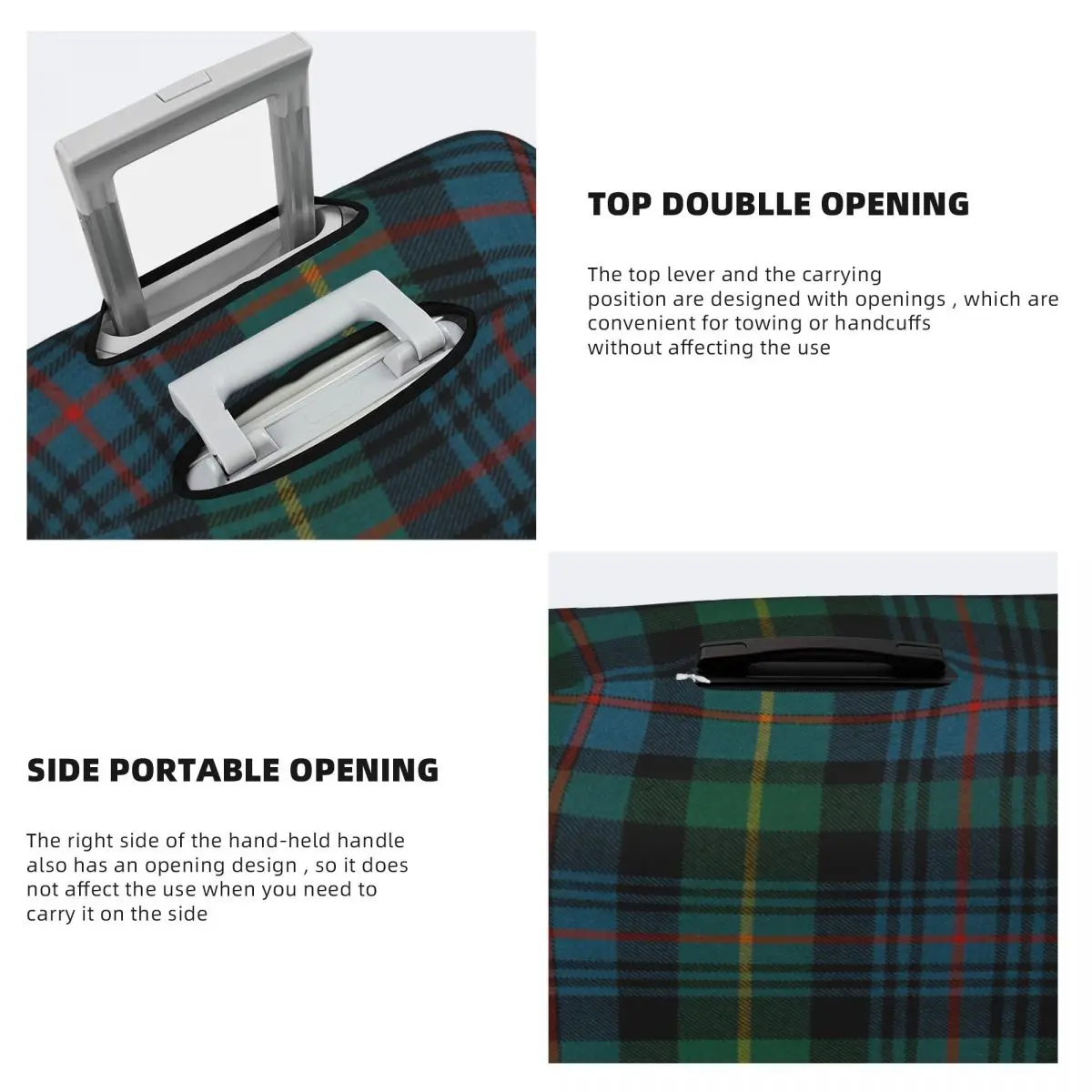 Fashion Green Tartan Plaid Suitcase Cover Dust Proof Gingham Luggage Covers Protector for 18-32 inch 4