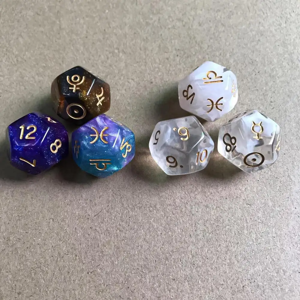 

3Pcs Dice 12-Sided Board Game Dice Acrylic 12 Constellations Astrology Tarot Card Dice Leisure Entertainment Toys Party Game