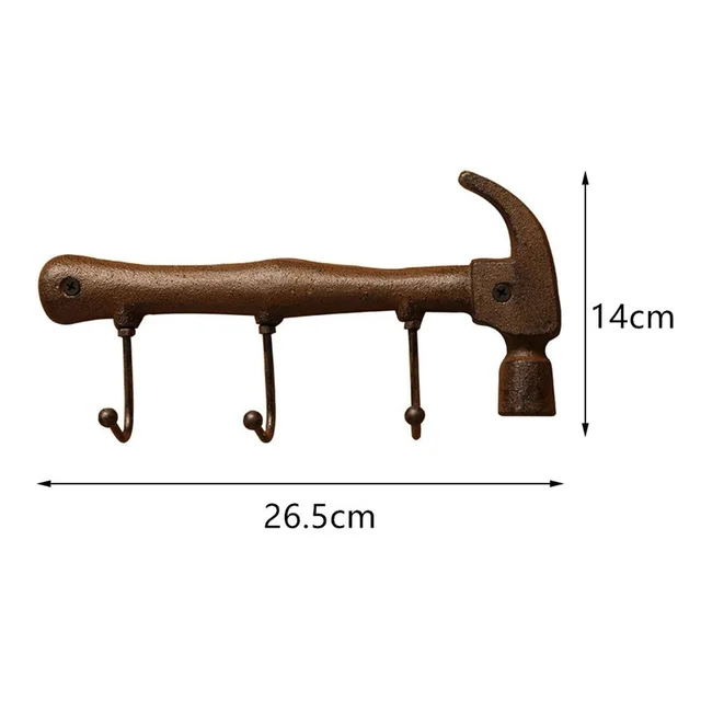 Retro Öntöttvas Falhorgok Fém Kalapács Csavarkulcs -Stílusú Falra Szerelt Ipari Stílusú Kulcstartó Falhorog Otthoni Dekoráció Fali Fogas - Image 6