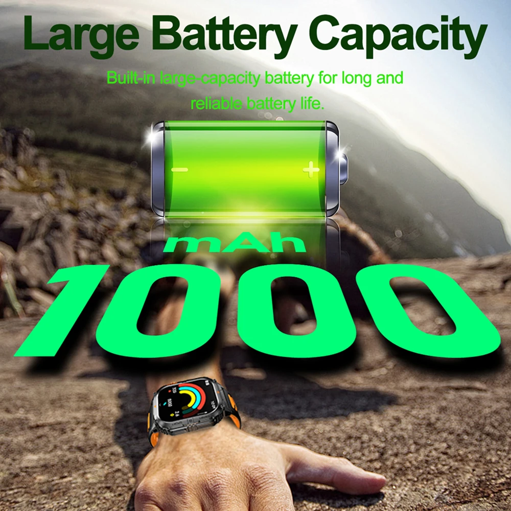 2025 New Smart Watch Men 1000mAh Large Capacity Battery Outdoor Flashlight Bluetooth Call Waterproof Sport Fitness Smartwatches
