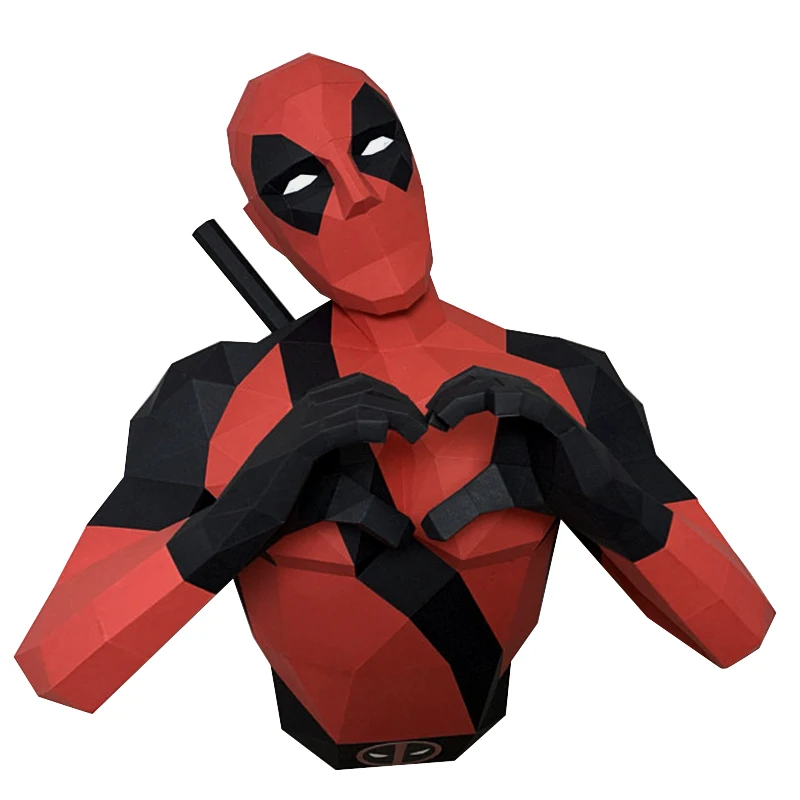 Deadpool Marvel Super Heroes 3D Paper Model Home Decor Hallway Party Wall Decorations Papercraft Sculpture DIY Handmade Toy Gift