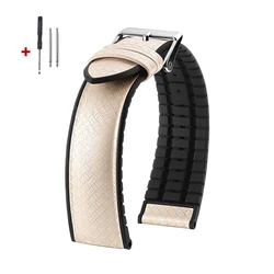 Carbon Fiber Hybrid Waterproof Silicone Watch Strap - Grey, Orange, Blue - Black Buckle (White)
