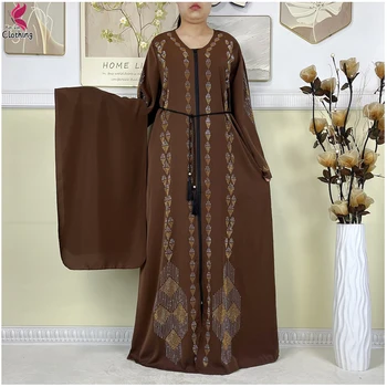2025 Latest Fashion Women Elegant Dresses Long Sleeve Chiffon Dubai Women Robe Zipper Cardigan African Abaya Tradition Clothing 1