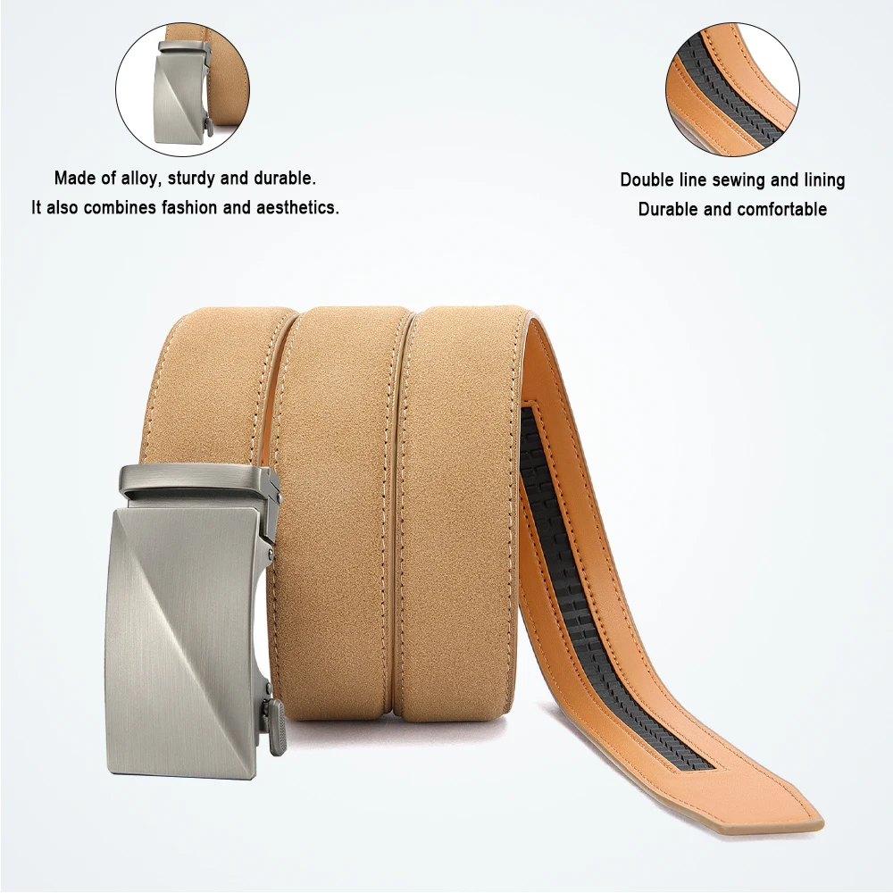 Herren-Ledergürtel mit Automatikschnalle, hochwertiger Herren-Lederriemen, luxuriöse Jeans für Herren, Herren-Accessoires – Detail 3