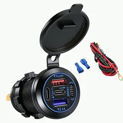 High - Power 4 - Port Fast Charging Car Charger with Dual USB & Type - C Ports (2P2Q - wire - 82W)