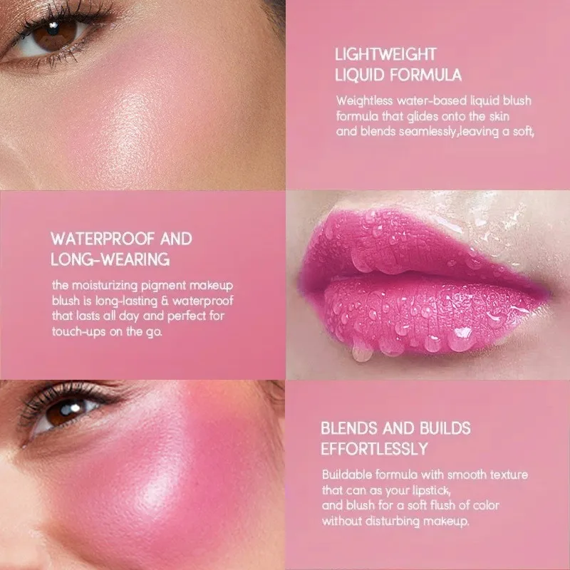 Description Picture 4 of item2-in-1 Color-Changing Liquid Blush & Lip Tint Natural Rosy Glow 24H Waterproof Sweat-Proof Long-Lasting Flush Cheeks & Lips