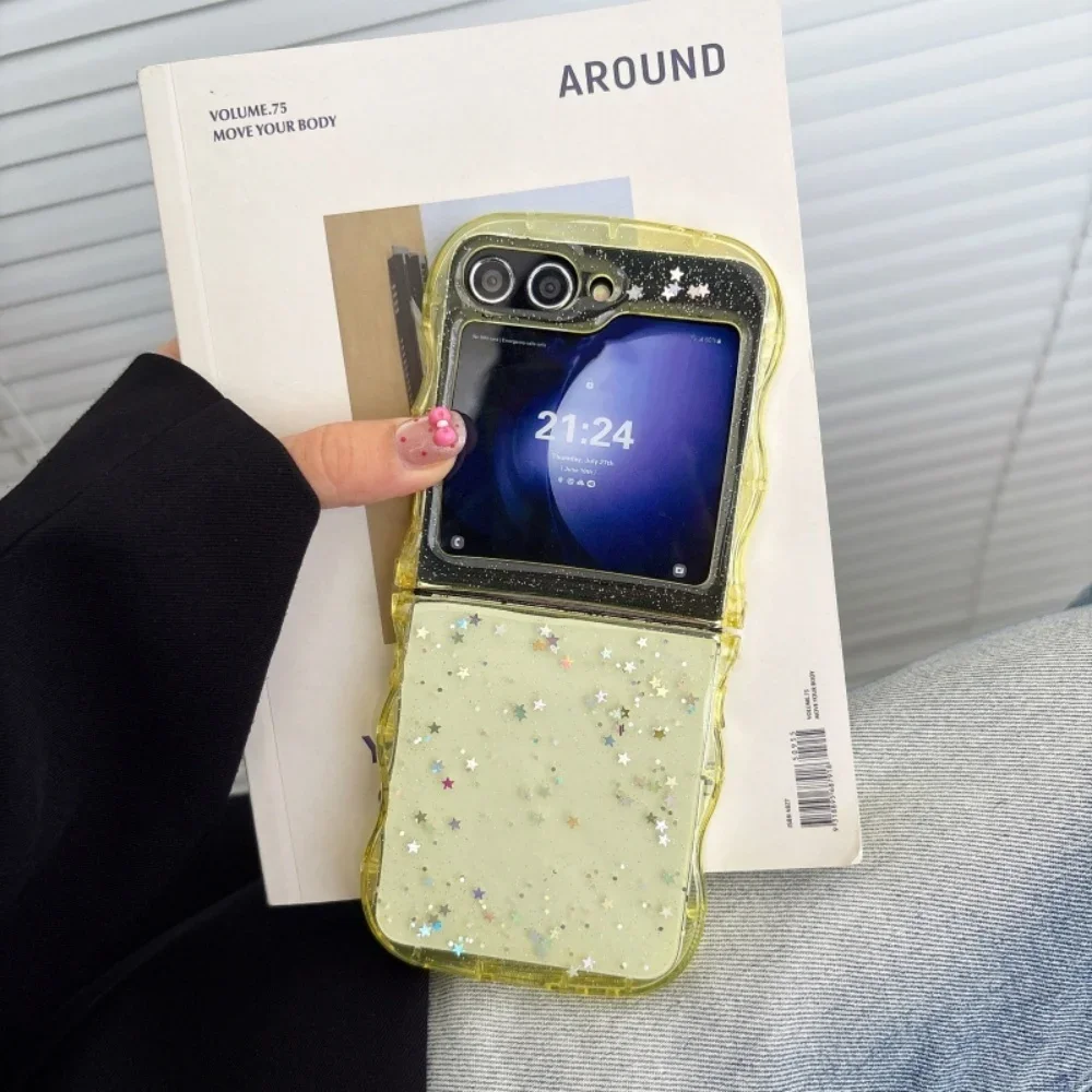 Fashion Glitter Star Curly Border Bling Soft TPU Case - Transparent Edition