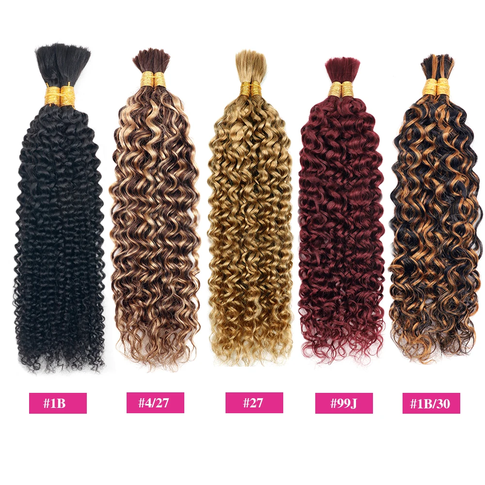 4/27 Ombre Highlight Bulk Human Hair For Braiding Blonde Deep Wave Human  Hair Bundles No Weft Bundles For Women Hair Extensions AliExpress