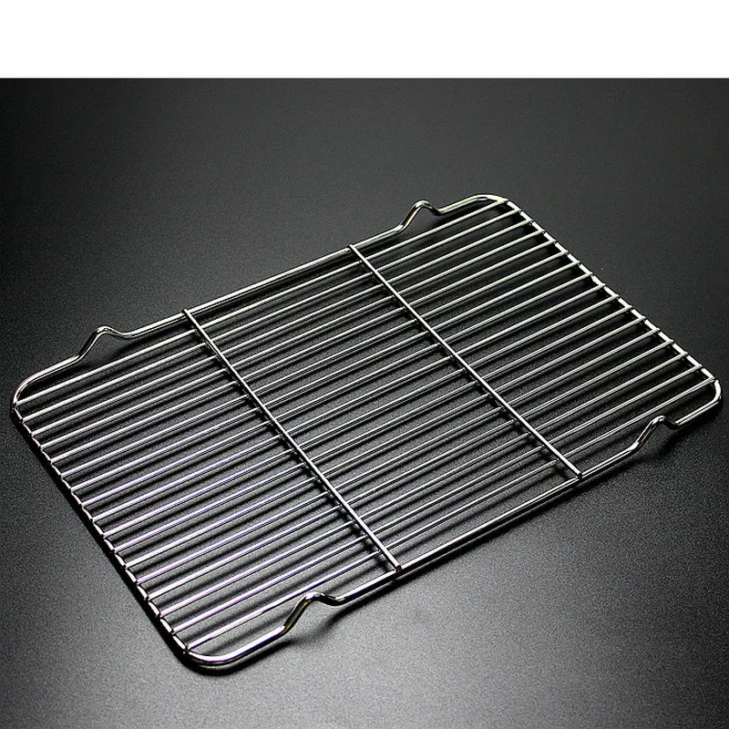 Stainless Steel 304 Food Grade BBQ Charcoal Grate Barbecue Grill Wire Grid Mesh Net with V Feet for Water Oil Draining Grill Replacement Parts