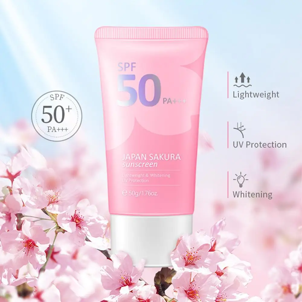 LAIKOU Face Body Whitening Sunscreen Cream SPF50+ Refreshing Waterproof UV Protector Concealer Moisturizing Brightening laikou face body whitening sakura sunscreen cream spf50 refreshing waterproof uv protector concealer moisturizing brightening