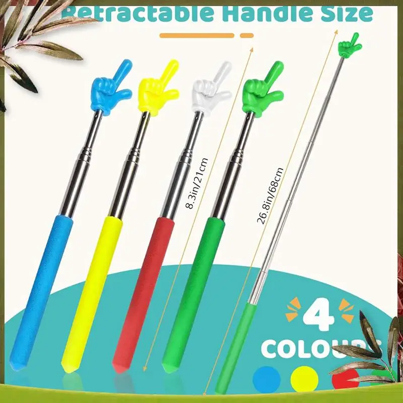 ABDW-12 Pcs 교사 포인터 스틱 텔레스코픽 핸드 포인터 프리젠 테이션 화이트 보드 용 개폐식 포인터 손가락 독서 보조 장치