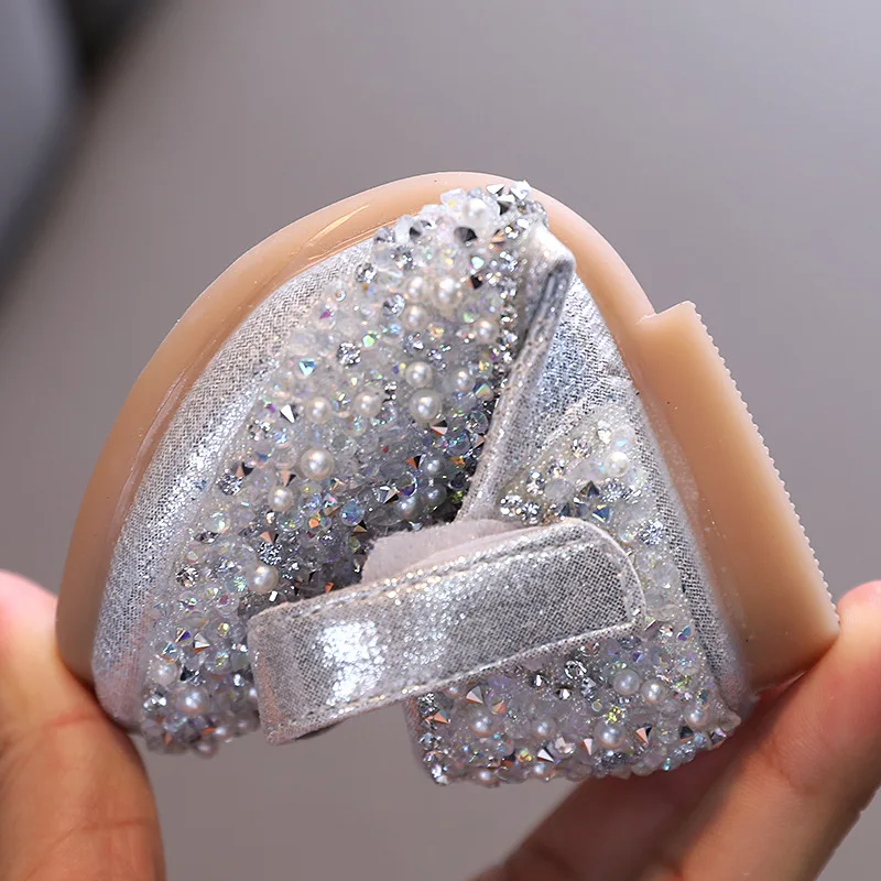 Autumn Girls Leather Shoes for Princess Party Rhinestone Bow Single Shoes Performance Wedding leather shoes girls shoes