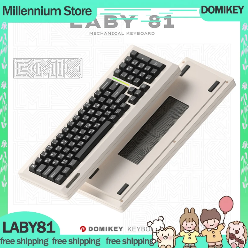 Domikey LABY81 기계식 게이머 키보드 키트, 3 가지 모드, 2.4G 무선 블루투스 키보드 키트, 개스킷 맞춤형 게이밍 키보드 선물
