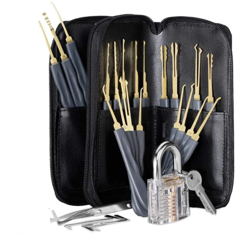 Grey 524pcs Lock Picking Kit Practice Tools With 1/2/3 Clear Locks