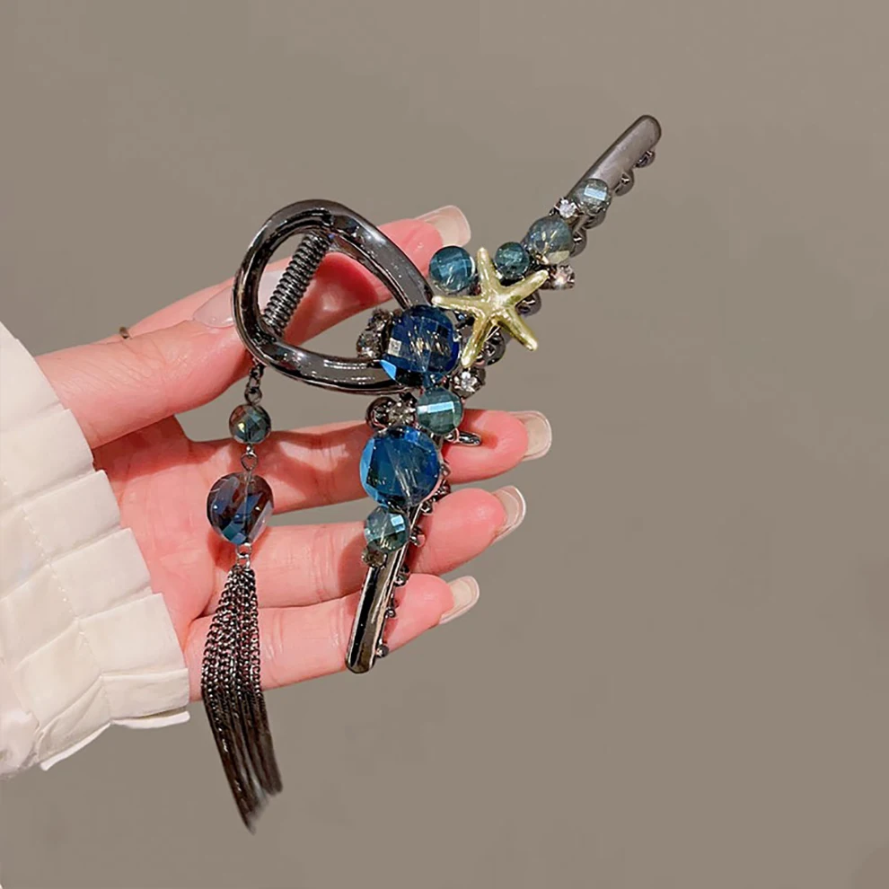 

Molans Starfish Crystal Chain Tassel Hair Claw For Women Fashion Alloy Ponytail Barrettes Crab Hairpins Hair Accessories
