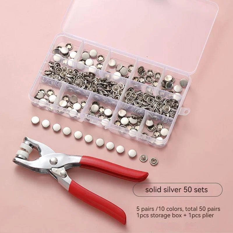 New 120/180 Sets Snap Fasteners Kit Tool, Metal Snap Buttons Rings with  Fastener Leather Snap Pliers Press Tool Kit for Clothing