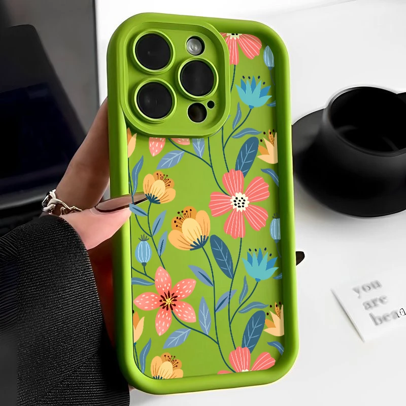 thumbnail image 1 of Funda de silicona con flores de colores para iPhone 15, 16 Pro Max, 14, 13, 12, 11 Pro Max, 7, 8, XR, XS, SE, a prueba de golpes, suave, TPU, 1 of 5