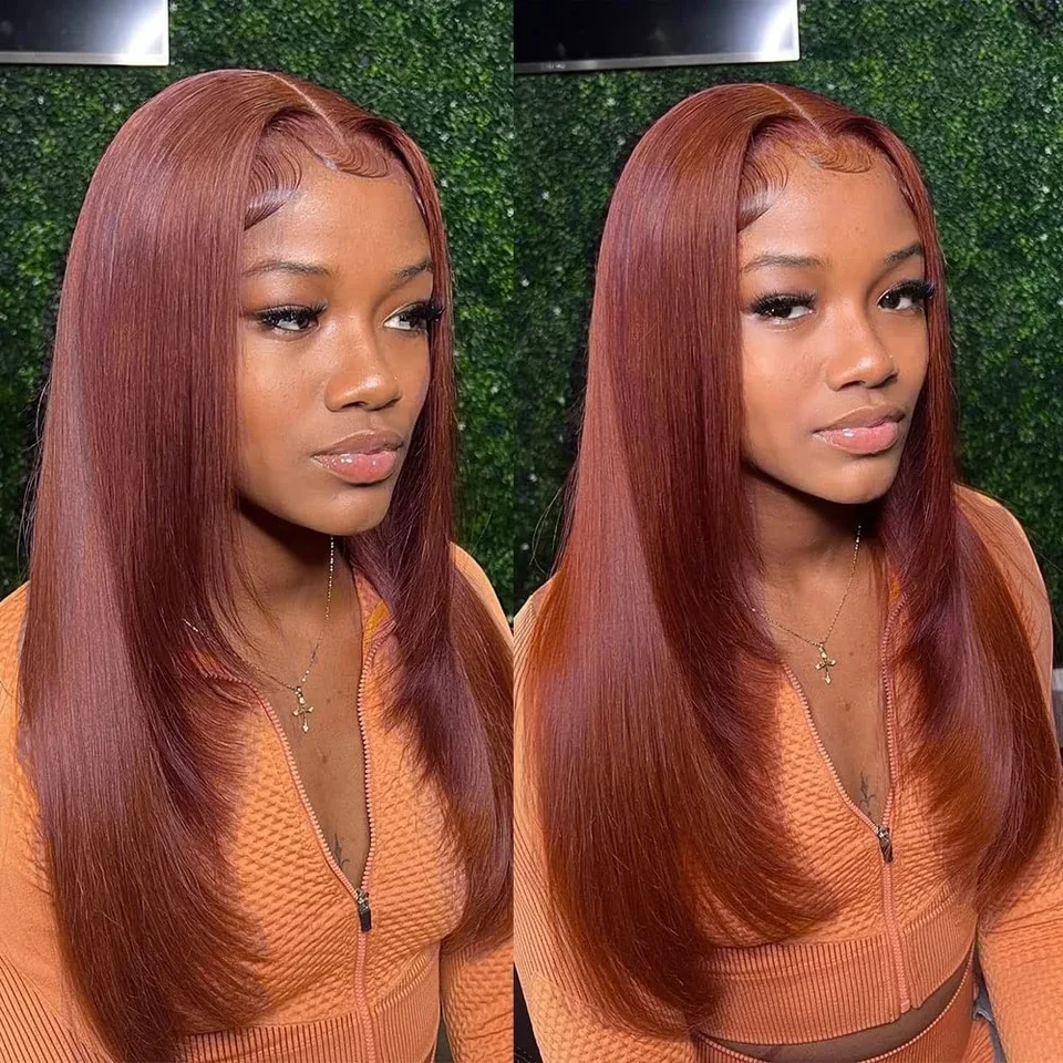 Reddish Brown Straight Glueless Lace Front Wig