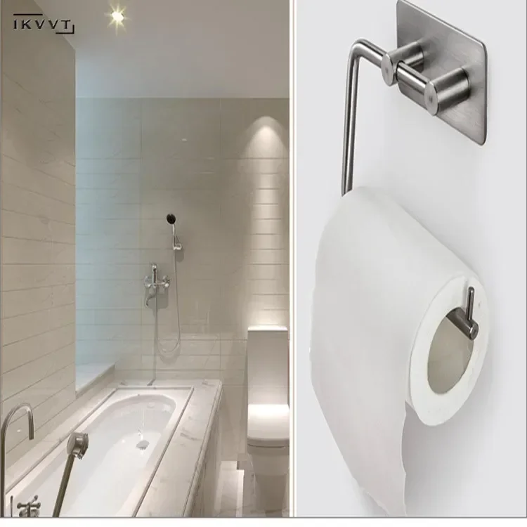 

SUS304 Stainless Steel Toilet Paper Roll Self-Adhesive Tissue Rack Toilet Paper Roll Holder Hangers Wc Paper Holder