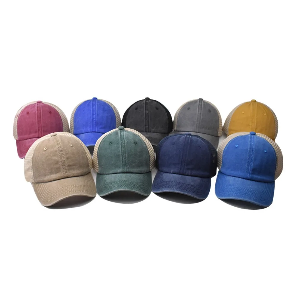 

UV Protection Baseball Cap Fashion Washed Cotton Denim Hip Hop Caps Adjustable Breathable Mesh Cap Women