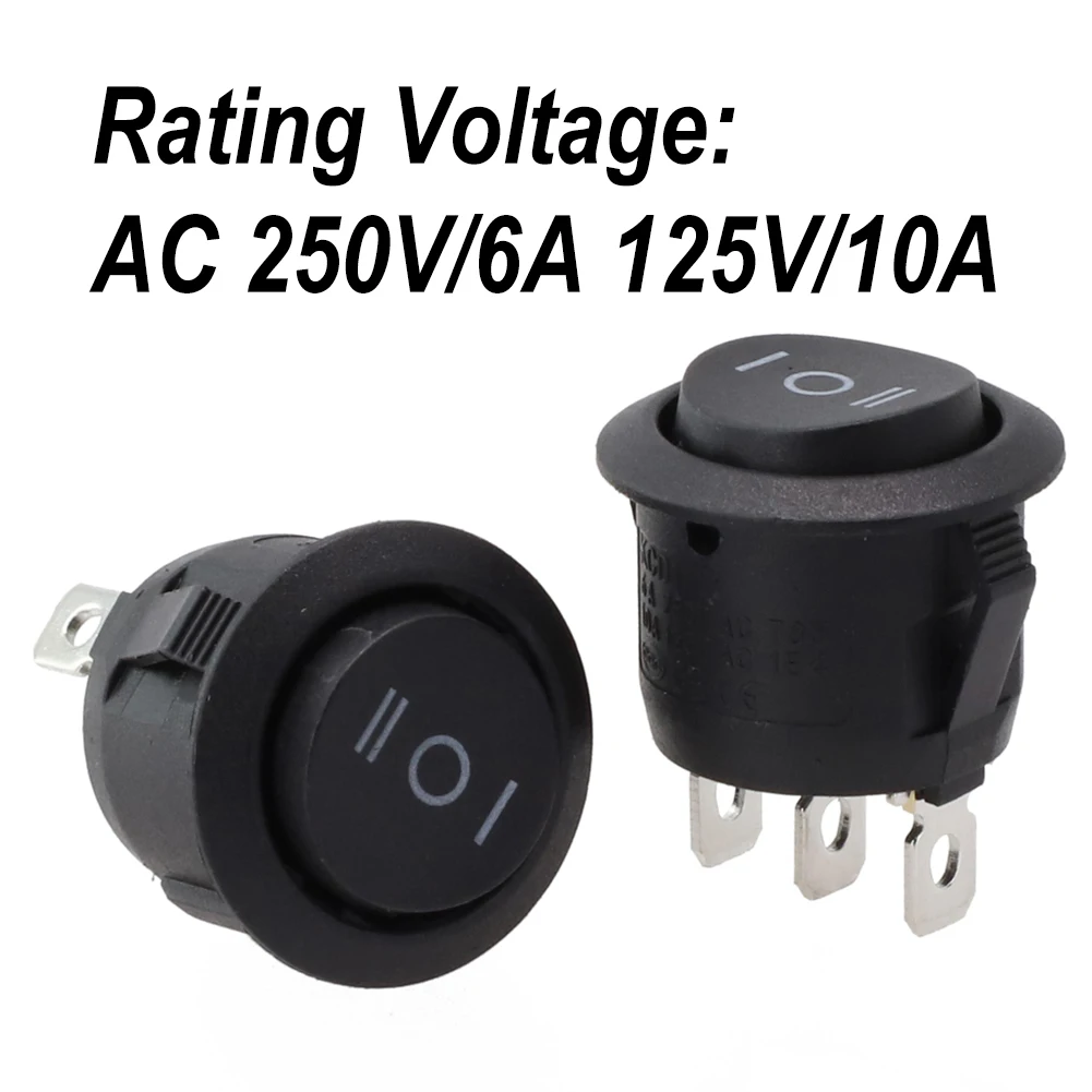 シモンズグランドセール Switch Rocker Round Black On/Off/On 5pcs Car 20mm Automotive Controls&Indicators