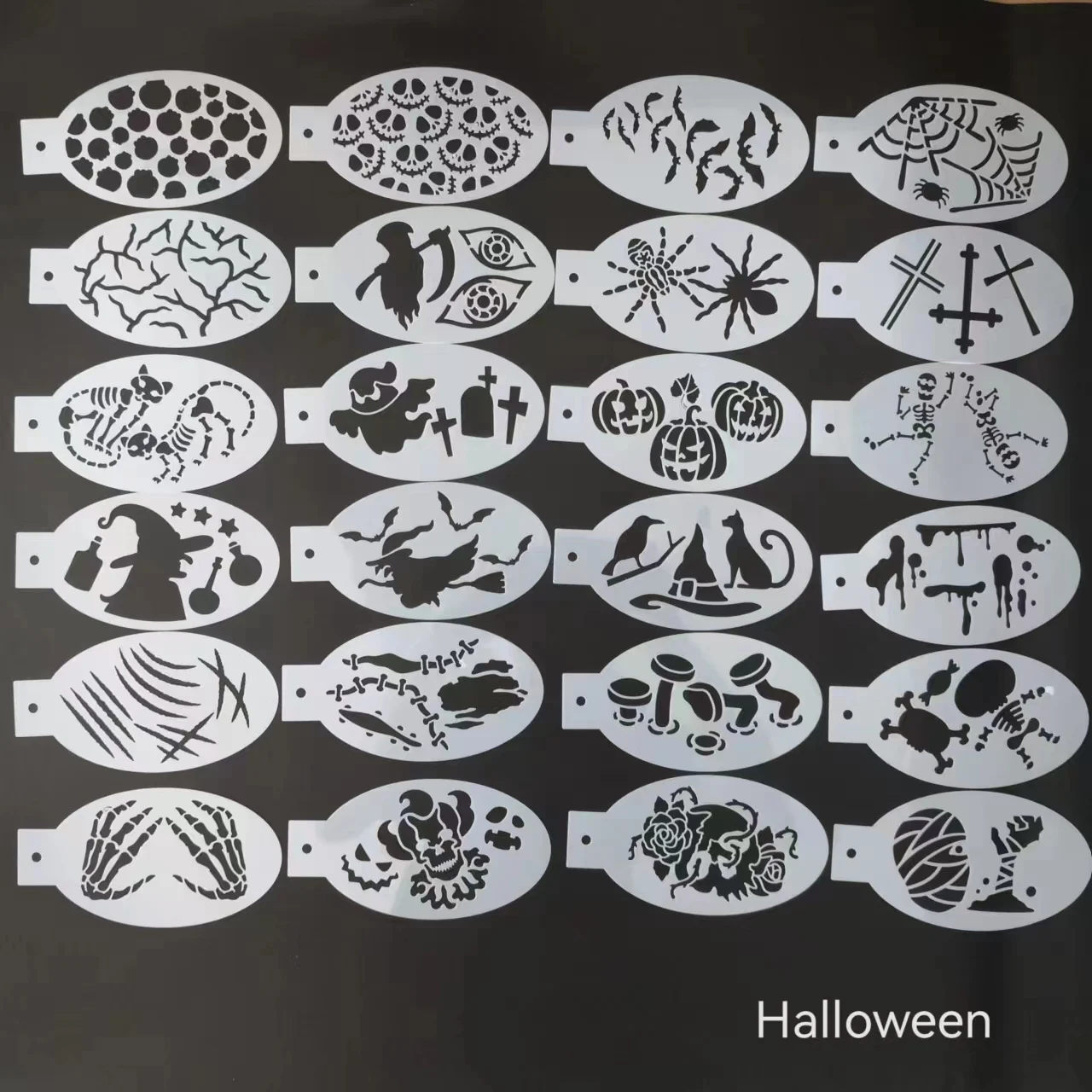 24pcs Halloween Christmas Easter Boys Girls Plastic Reusable Washable DIY Painting Template Face Body Paint Stencils