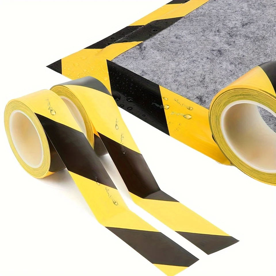 ALIPOBO Black & Yellow Hazard Tape - 2" X 110 Ft Roll, Strong Adhesive Safety Warning Tape For Indoor/Outdoor Use