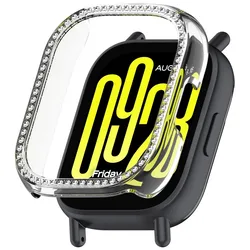 Bling PC Hollow Diamond Crystal Bumper Case for Redmi Watch 5 Lite (Transparent)