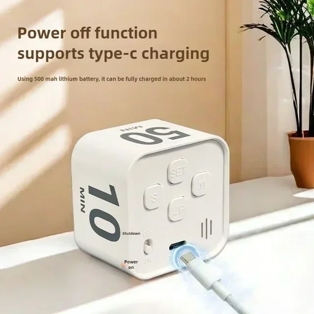 ตัวจับเวลาผลผลิต ตัวจับเวลาการผลิตตัวจับเวลาแบบลูกบาศก์ เซ็นเซอร์แรงโน้มถ่วง จอแสดงผล LED 4 เวลาที่ตั้งไว้ล่วงหน้า การจัดการเวลาสําหรับเด็ก ตัวจับเวลาถอยหลังในครัว 6