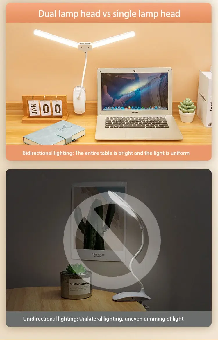 Description Picture 3 of itemLed Learning Dedicated Small Desk Lamp Clip-On Eye Protection Student Dormitory Bedside Reading Usb Charging Clip Type Lamp