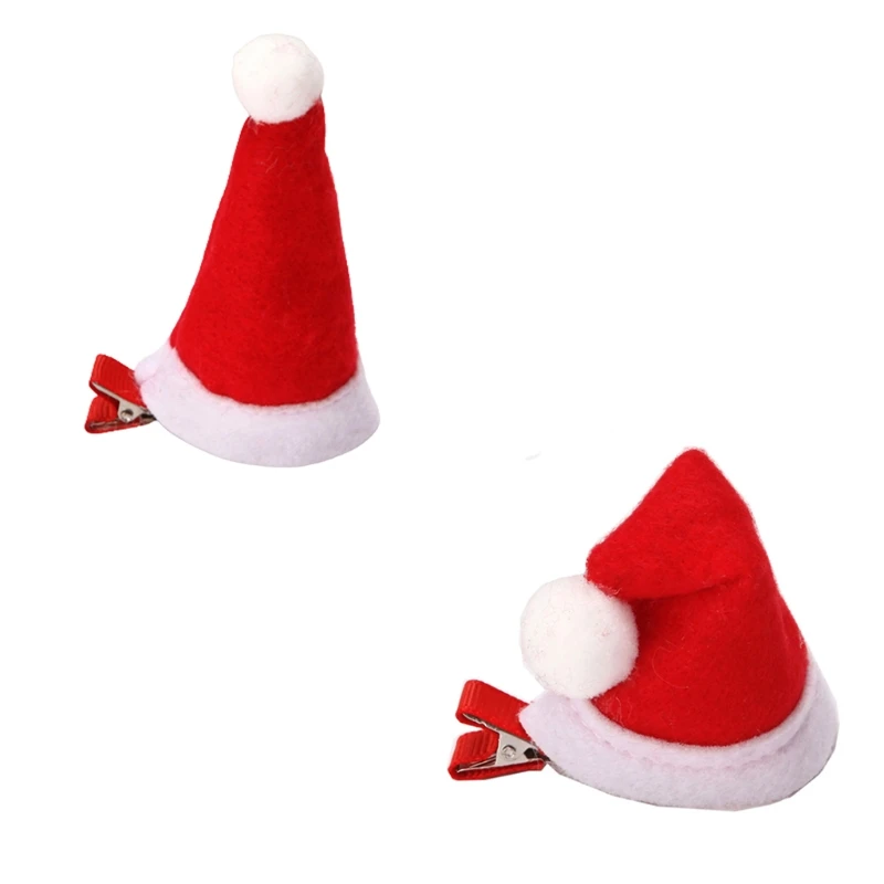 

M2EA Santa Hat Hair Side Clips Mini Hat Bangs Duckbill Clips Christmas Hat Hair Grips Ponytail Decor Party Hair Barrettes