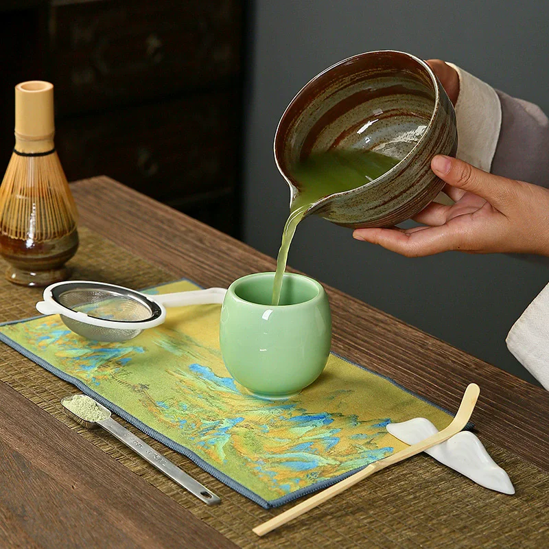 1-4PCSTraditional Matcha Tea Sets For Tea Lovers Birthday Gifts Japanese Matcha Whisk Ceramic Bowl With Spout Tea-making Tools