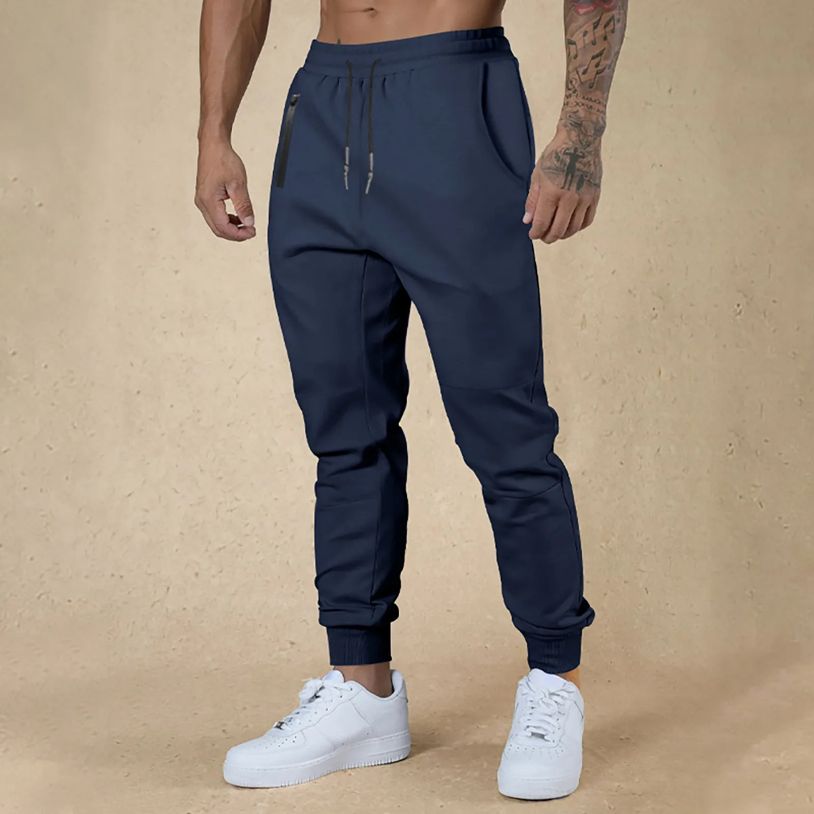 

New Loose Casual Solid Colour Sports Trousers Men's Spring And Summer Versatile Jogger Sweatpants Drawstring Elastic Waist Pants